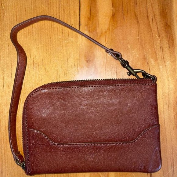 Frye Melissa Leather Wristlet Cognac Brown 100% Leather - Picture 2 of 4